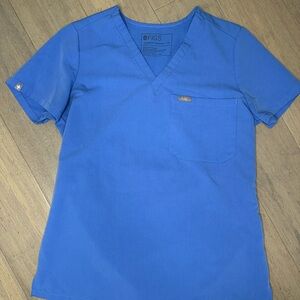 Figs Light Blue V-Neck 1 Pocket Catarina Scrub Top
